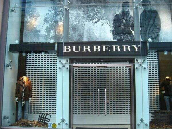 Burberry storefront using security shutters
