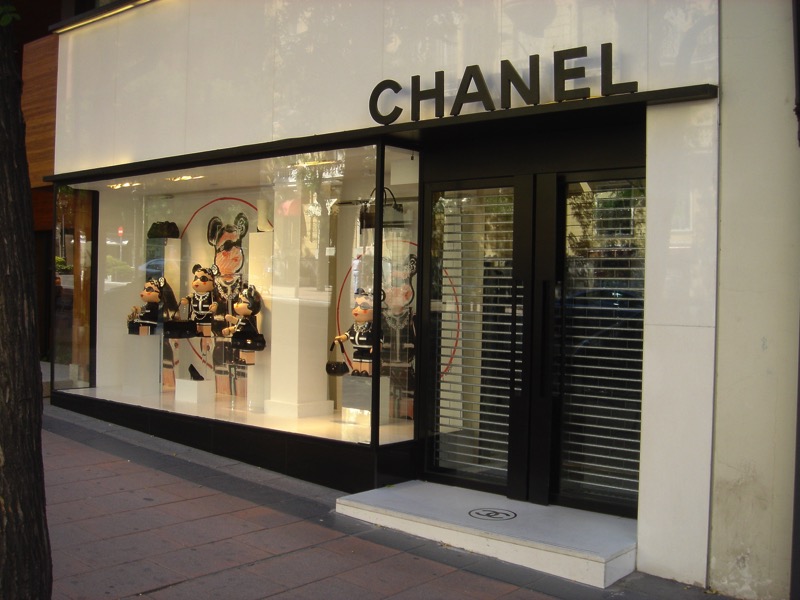 chanel store front with security roller